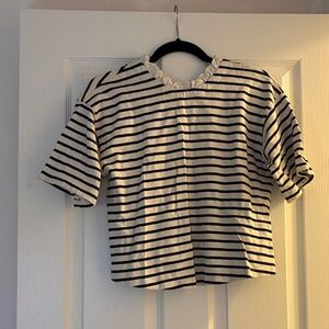 Sea New York Navy and White Striped Top with Lace Detail